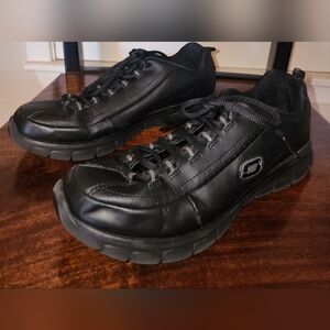 SKECHERS Synergy Elite Gel Memory Leather Black Walking Shoes for Women Sz 10
